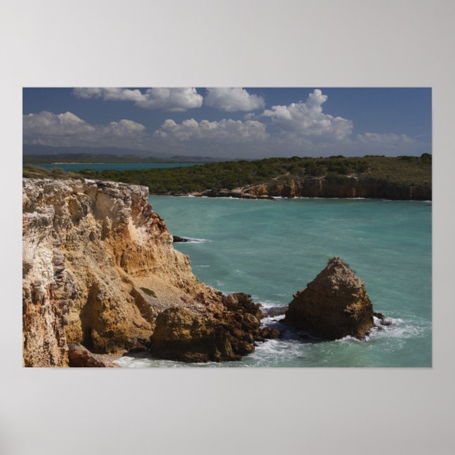 Póster Puerto Rico, Costa Oeste, Cabo Rojo, línea costera (Frente)