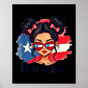 Póster Puerto Rico Herencia Hispana Moño Desordenado Puer