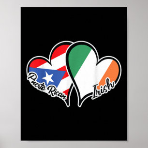 Póster Puerto Rico Irlanda Bandera mitad Puerto Rico mita