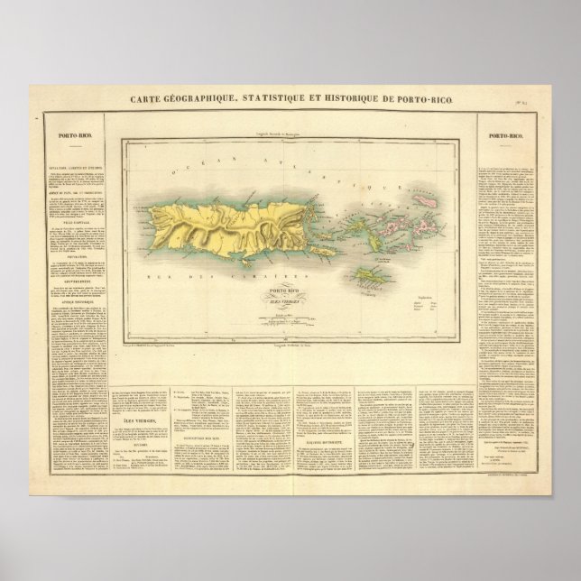 Póster Puerto Rico, Islas Vírgenes (Frente)