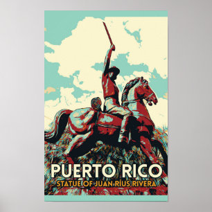Póster Puerto Rico, Mayagüez, estatua de Juan Rius Rivera
