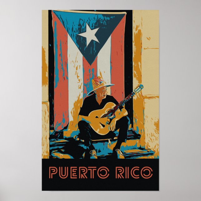 Póster Puerto Rico, música y bandera Postcard (Frente)