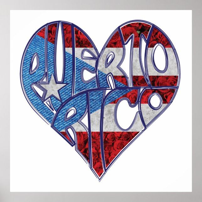 Póster Puerto Rico: Poster de la bandera de amor (Frente)