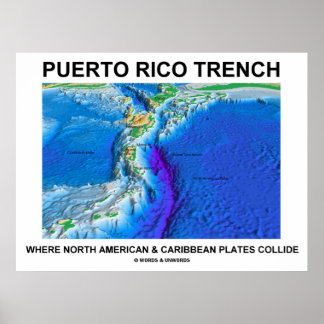 Póster Puerto Rico traza donde el Caribe norteamericano
