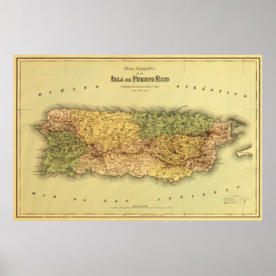 Póster Puerto RicoPanoramic MapPuerto Rico