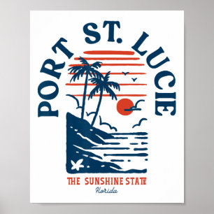 Póster Puerto St. Lucie Florida Retro Surfista Playa Vint