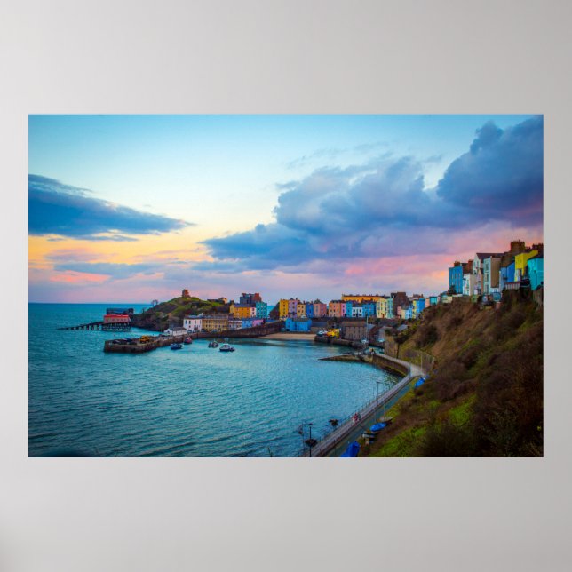 Póster Puerto Tenby, Gales Sudoccidental, Reino Unido (Frente)