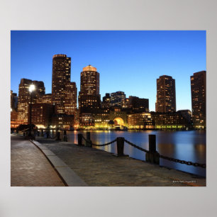 Póster Puerto y horizonte de Boston. Boston es uno de