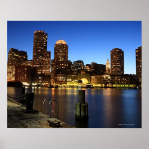 Póster Puerto y horizonte de Boston. Boston es uno de los