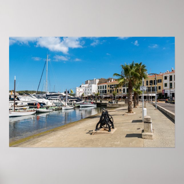 Póster Puerto y paseo marítimo de Mahón - Menorca, España (Frente)