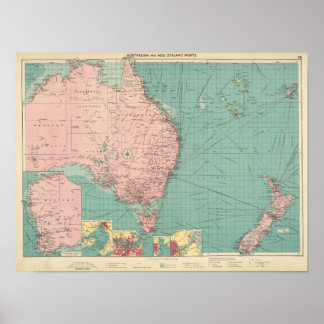 Póster Puertos de Australia y Nueva Zelanda