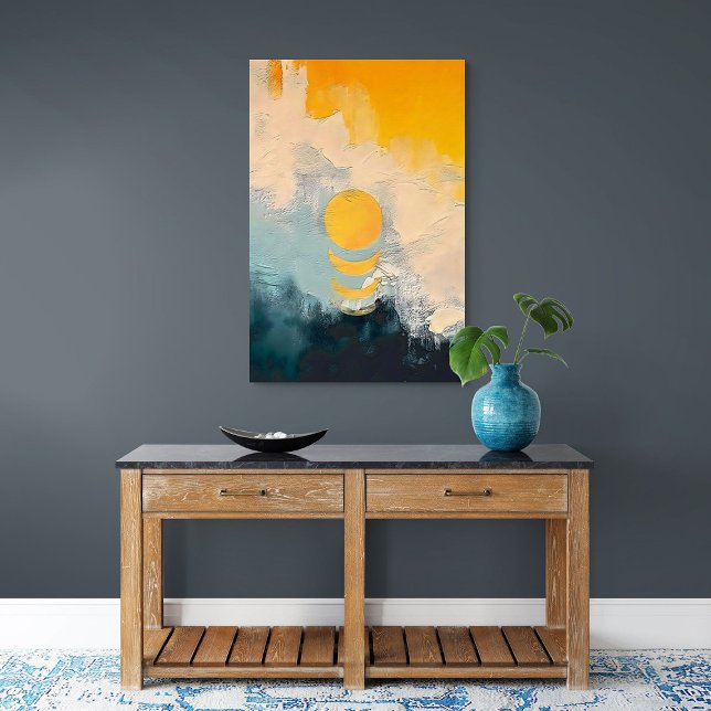 Póster Puesta de sol abstracta: calma dorada sobre horizo (Abstract Sunset – Golden Calm Over Horizons)