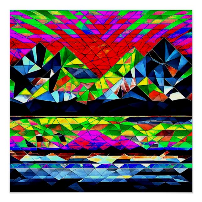 Póster Puesta de sol angular reflejada 1 (Anverso)
