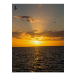 Póster Puesta de sol brillante en el océano