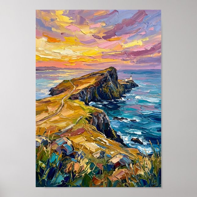 Póster Puesta de sol costera vibrante (Frente)