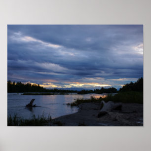 Póster Puesta de sol de Alaska a medianoche