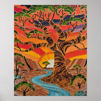 Póster Puesta de sol de Boab de Kimberley – Paisaje austr