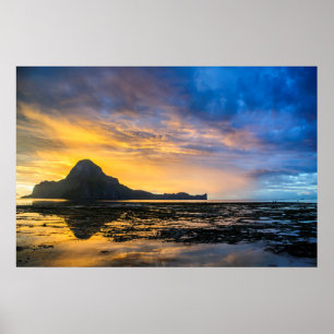 Póster Puesta de sol de la bahía de El Nido