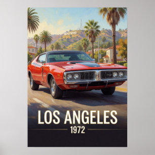 Póster Puesta de sol de Los Ángeles Muscle Car 1972 Calif