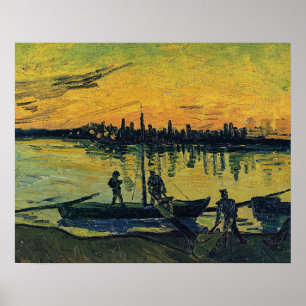 Póster Puesta de sol de Van Gogh Arles - Río Amarillo Vib