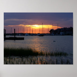 Póster Puesta de sol del río Folly