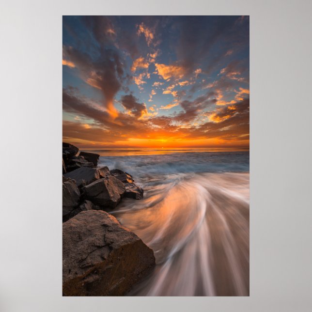 Póster Puesta de sol desde la playa Tamarach (Frente)