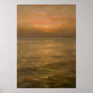 Póster Puesta de sol dorada Calma Océano Paisaje marino I
