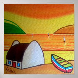 Póster Puesta de sol en cabaña