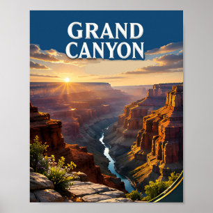 Póster Puesta de sol en el borde sur del Gran Cañón viaje