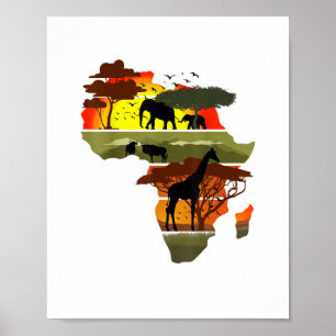 Póster Puesta de sol en el continente africano Safari Nat