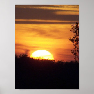 Póster puesta de sol en el país
