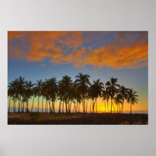 Póster Puesta de sol en el Parque Histórico Nacional Pu'u