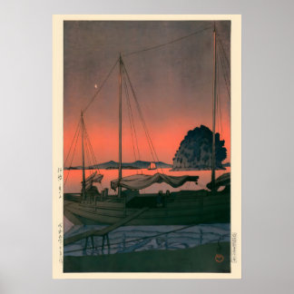 Póster Puesta de sol en el puerto por Kawase Hasui