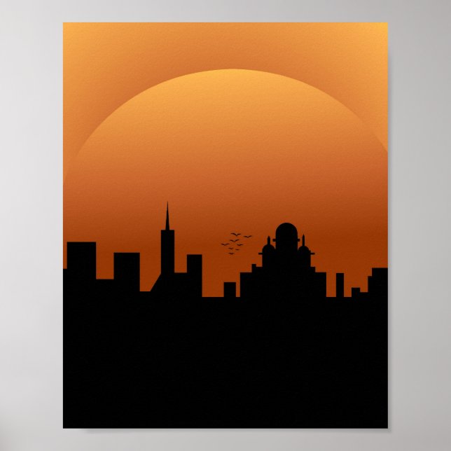 Póster puesta de sol en la ciudad (Frente)