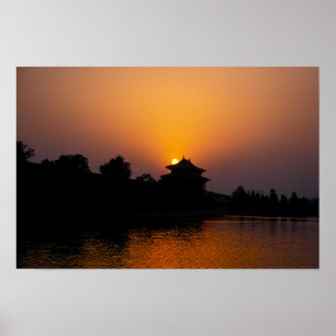 Póster Puesta de sol en la Ciudad Prohibida - Pekín, Chin