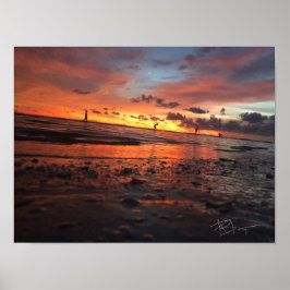 Póster Puesta de sol en la playa