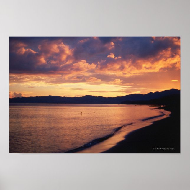 Póster Puesta de sol en la playa (Frente)