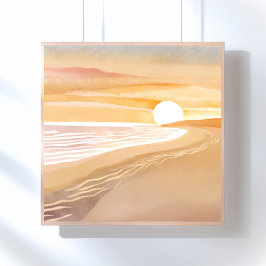 Póster Puesta de sol en la playa Acuarela | Hermoso Amari