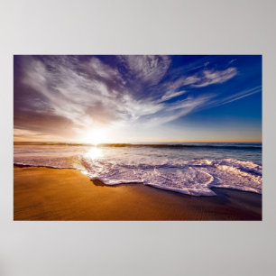 Póster Puesta de sol en la playa de California