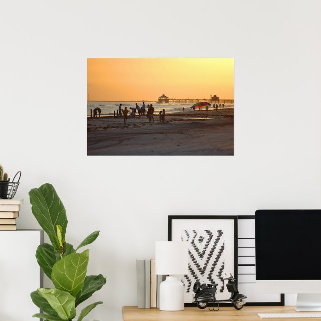 Póster Puesta de sol en la playa del océano  (Oficina en casa)