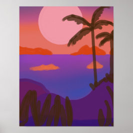Póster Puesta de sol en laguna aislada