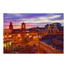 Puesta de sol en las luces de la Plaza de Kansas C