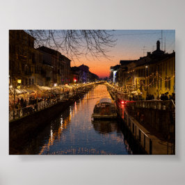 Póster Puesta de sol en Milano Naviglio