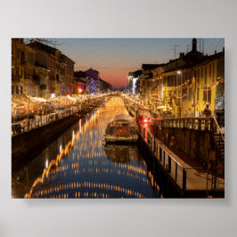 Póster Puesta de sol en Milano Naviglio
