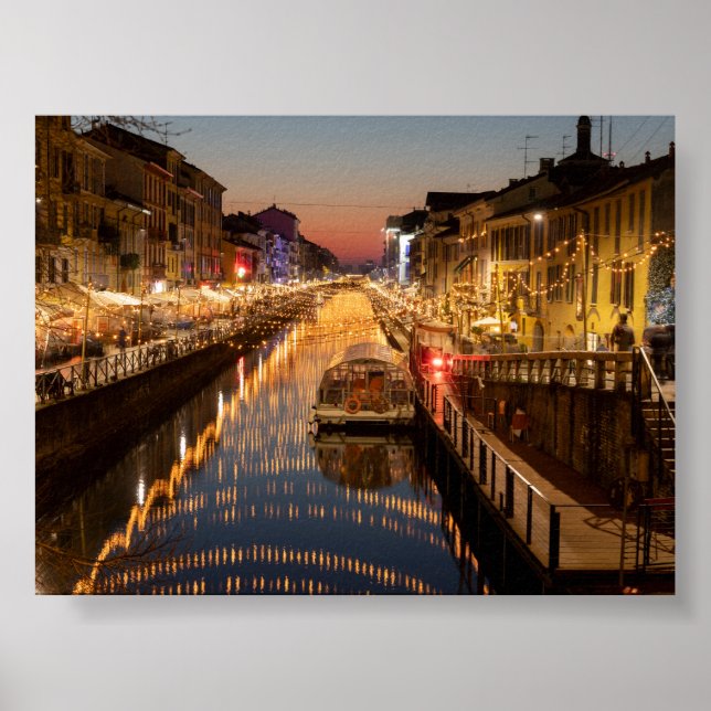 Póster Puesta de sol en Milano Naviglio (Frente)