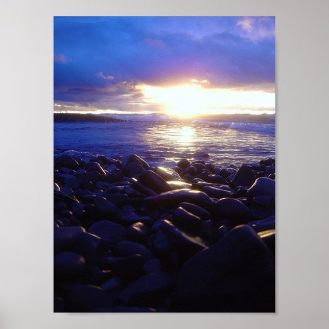 Póster puesta de sol en roca (Frente)