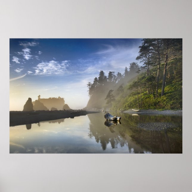 Póster Puesta de sol en Ruby Beach, Parque Nacional Olímp (Frente)