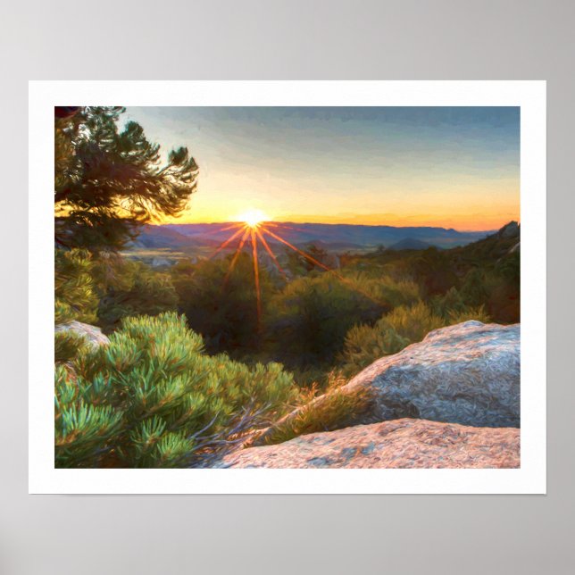 Póster Puesta de sol en Sage Mountains (Frente)