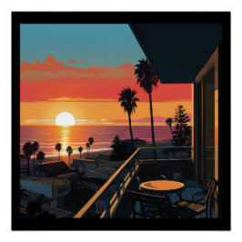 PÓSTER PUESTA DE SOL EN SANTA MONICA #1