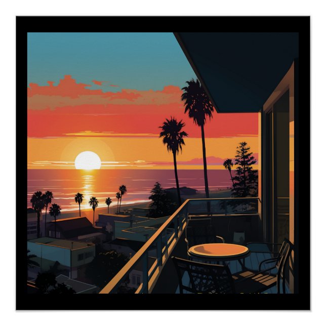 PÓSTER PUESTA DE SOL EN SANTA MONICA #1 (Anverso)